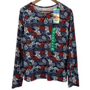 HANG TEN NWT UPF 50+ Long Sleeve Quick Dry Sun Shirt Tropical Print Size XL